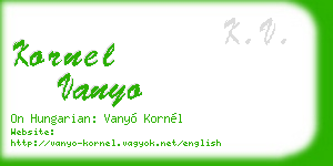 kornel vanyo business card
